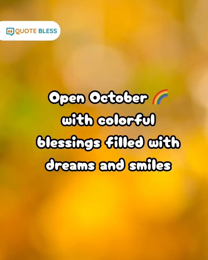 october blessings rainbow quote with colorful hope