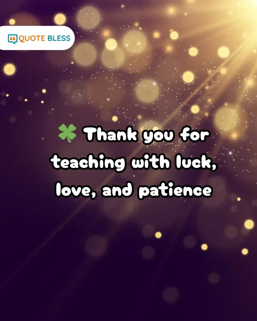 thank you message for teachers day with clover background