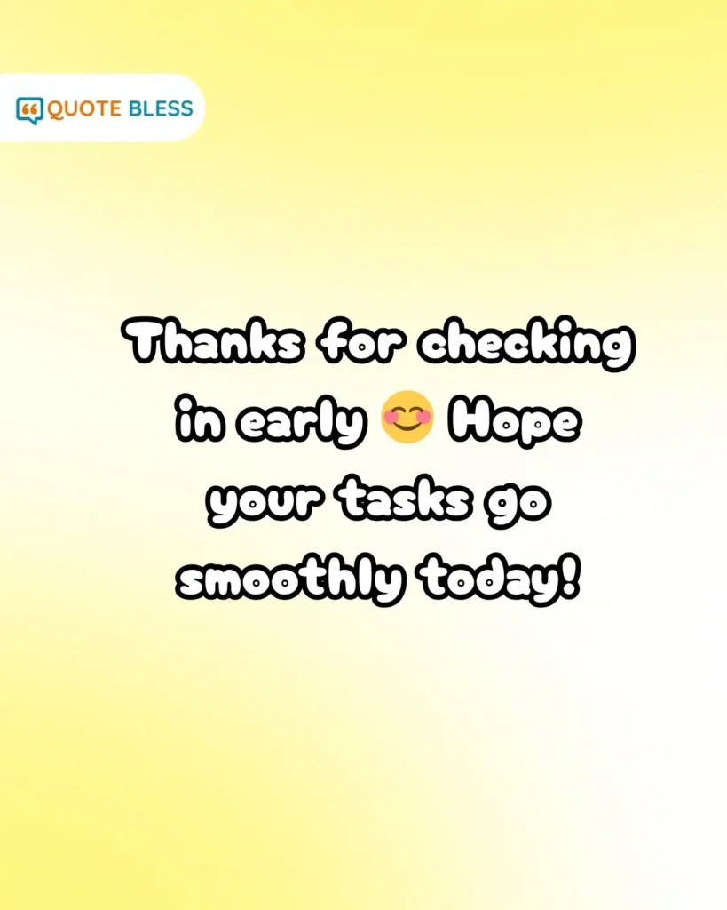 polite office morning reply with smile